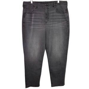 Womens American Eagle Curvy Mom Jean‎ High Rise Black Crop Stretch Size 18